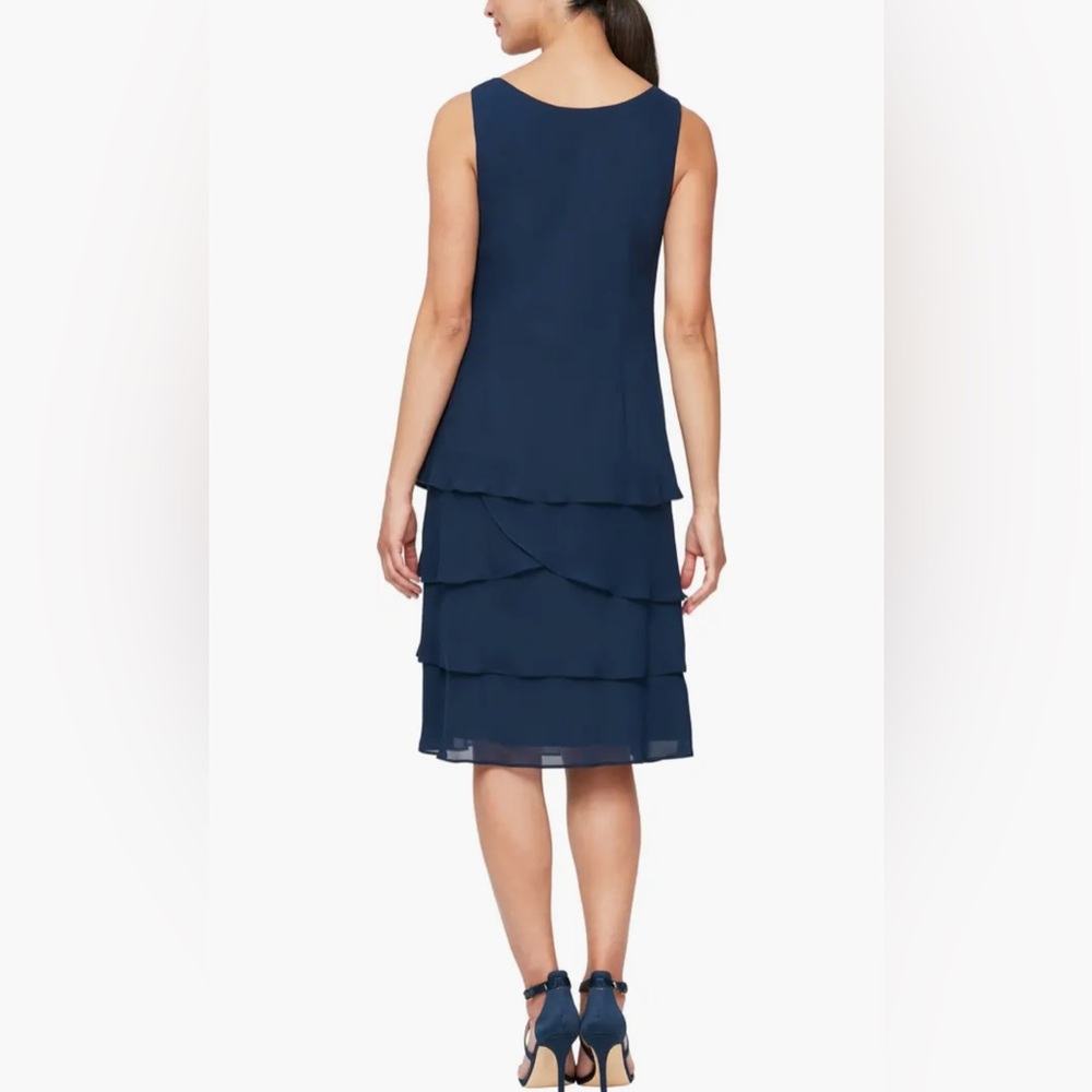 SLNY Navy Midi Dress with Jacket - Picture 3 of 9